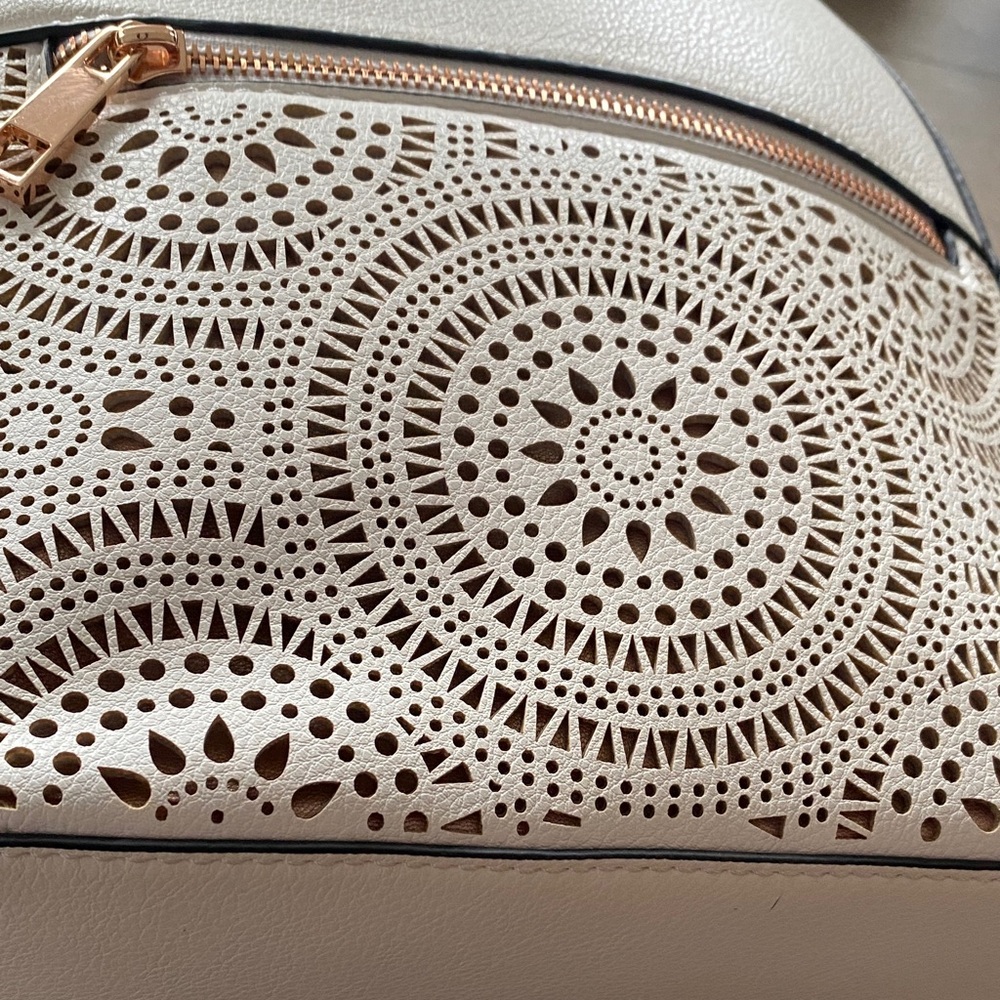Aldo White Laser-Cut Backpack - Picture 2 of 4